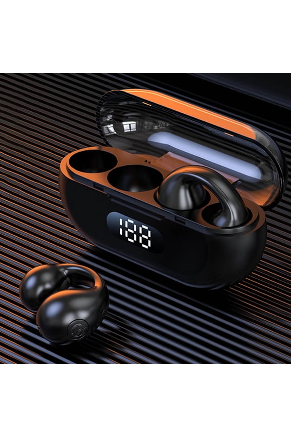 Wireless Ear Clip Headphones Bluetooth Mini Sports Running Earring Non-Toxic Earbuds With Earhook Black 4x2 Inch Home Tools