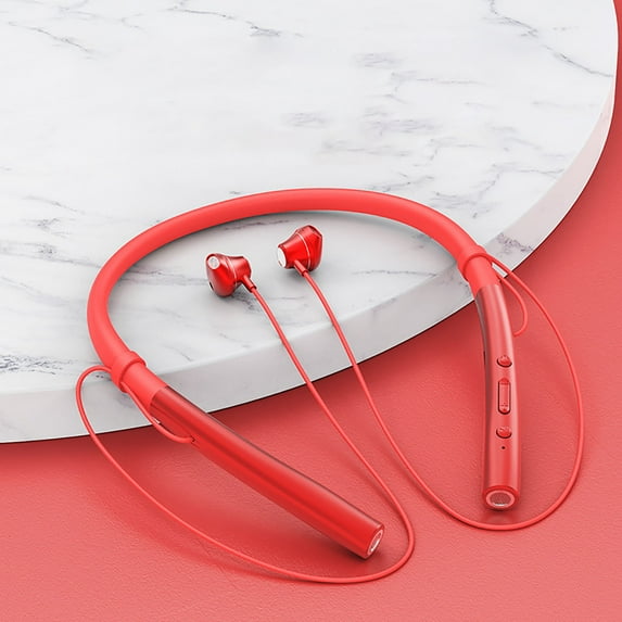 Latrodar Wireless Sports Long Standby Bluetooth Earphones, Neck Mounted Two Ear Sports Earphones Sturdy Red 7.6x6.4 Inch Home Decor