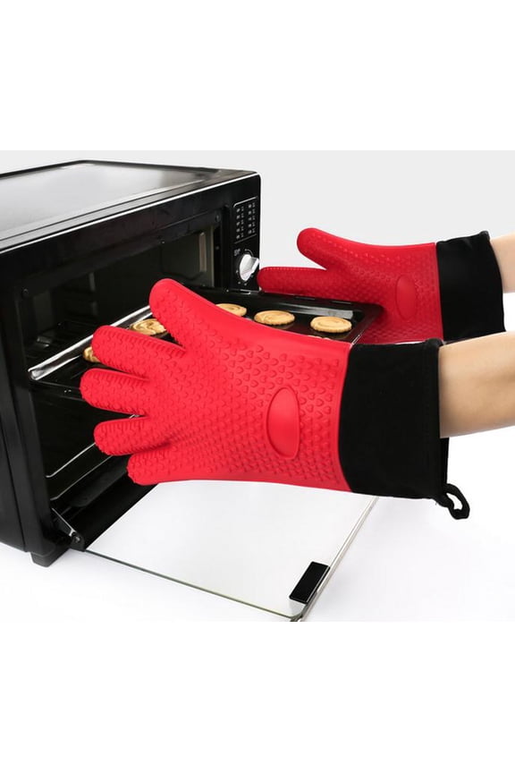 Flat Mouth Lengthened Plus Cotton Gloves Eco-Friendly Material n Five-finger Gloves Red 14.2x5.8 Inch Home Decor