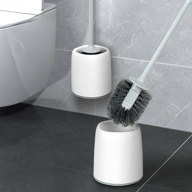 Black and Friday Deals DPTALR White PVC Toilet Brush Bristle Dead Spots
