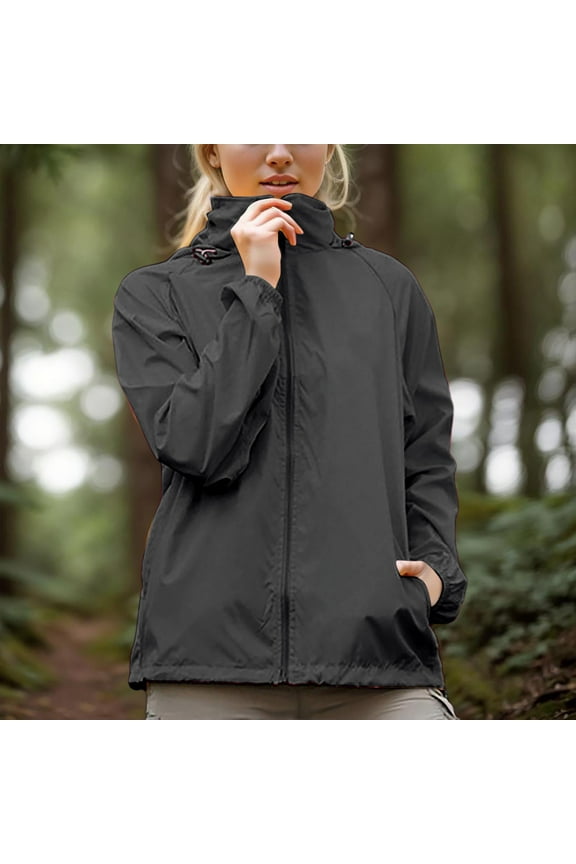 Women's Waterproof Rain Jacket Lightweight Raincoat Hooded Hiking Jacket SoftWindbreaker Fall Winter
