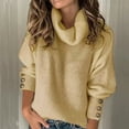 thumbnail image 1 of Black·Friday·Deals Idoravan Sweaters for Women Fall Clearance Fashion Women's Solid Turtleneck Long Sleeve Style Loose Knitting Ladies Tops Blouse, 1 of 5
