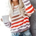 thumbnail image 1 of Black·Friday·Deals Idoravan Sweaters for Women Fall Clearance Women's Fashion Striped Colorblock Cropped Short Knit Sweater, 1 of 7