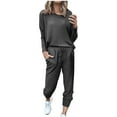 thumbnail image 1 of Summer Saving Deals Idoravan Sweatsuits 2pcs Sets Womens Clearance Women Two-piece Sets Solid Long Sleeve Tops Casual Pants Sweatsuit Dark Gray XXXXL, 1 of 4
