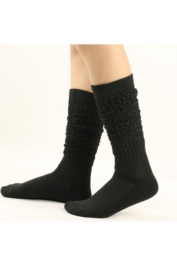 Clothes Idoravan Winter Socks for Women Women's Solid Color Warm Stockings From The 1980s To 1990s, Super Long Tight Knit Pile Socks