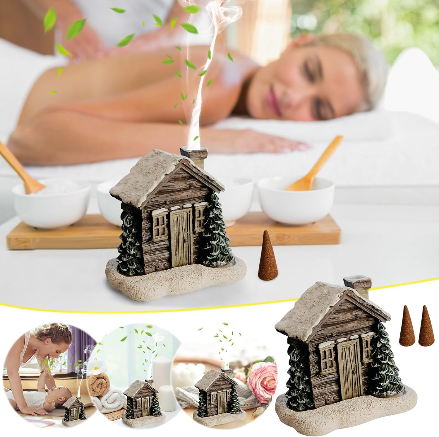Black and Friday Deals! Incense Burner Log Cabin, Log Cabin Incense