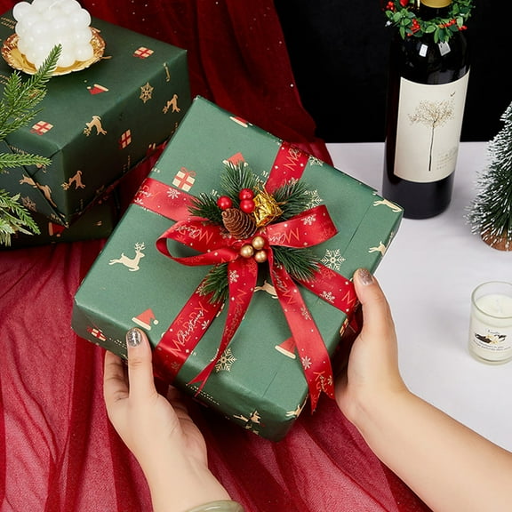 Iumwxz Christmas Decor Present Wrapping Bows Ribbon Bows for Wreath Bow Ribbon Tie Flower Christmas Stair Handrail Christmas Tree Decoration Christmas home decor christmas clearance outdoors indoor