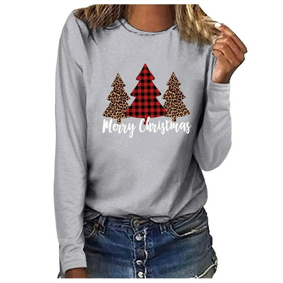 JGTDBPO Ugly Christmas Sweater For Women Funny Cute Tshirt Plus Size Pullover Sweatshirt Christmas Graphics Print Long Sleeve Comfortable Breathable Round Neck Loose Blouse Tops