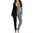 thumbnail image 1 of Black of Friday Deals KIJBLAE Women's Jumpsuit Home Clothes Loose Couple Color Block Fashion Full Length Trousers Jumpsuit For Girls Comfy Lounge Casual Pants Gray M, 1 of 8