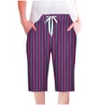 thumbnail image 1 of KIJBLAE Women's Summer Sleepwear Pajama Shorts Soft Comfy Lounge Capri Trunks Knee Length Lounge Shorts Striped Drawstring Bermuda Shorts Purple S, 1 of 5