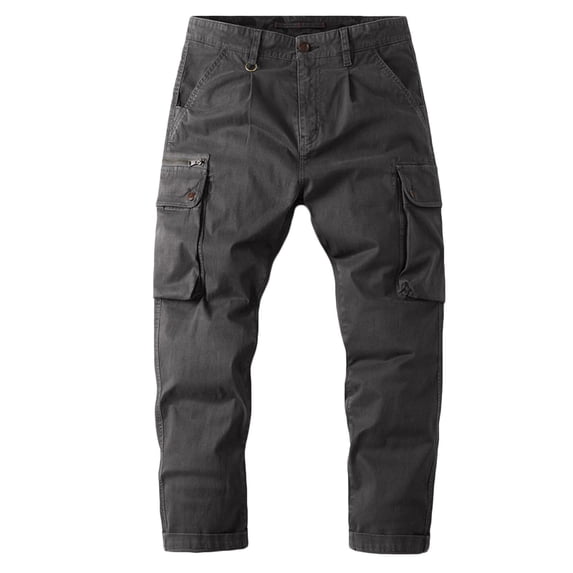 Black of Friday Deals Men's Cargo Pants Elastic Waist Solid Color Fashion Cozy Daily Trousers Comfy Lounge Casual Soft Multiple Pockets Outdoor Straight Type Fitness Full Length Pants Dark Gray M