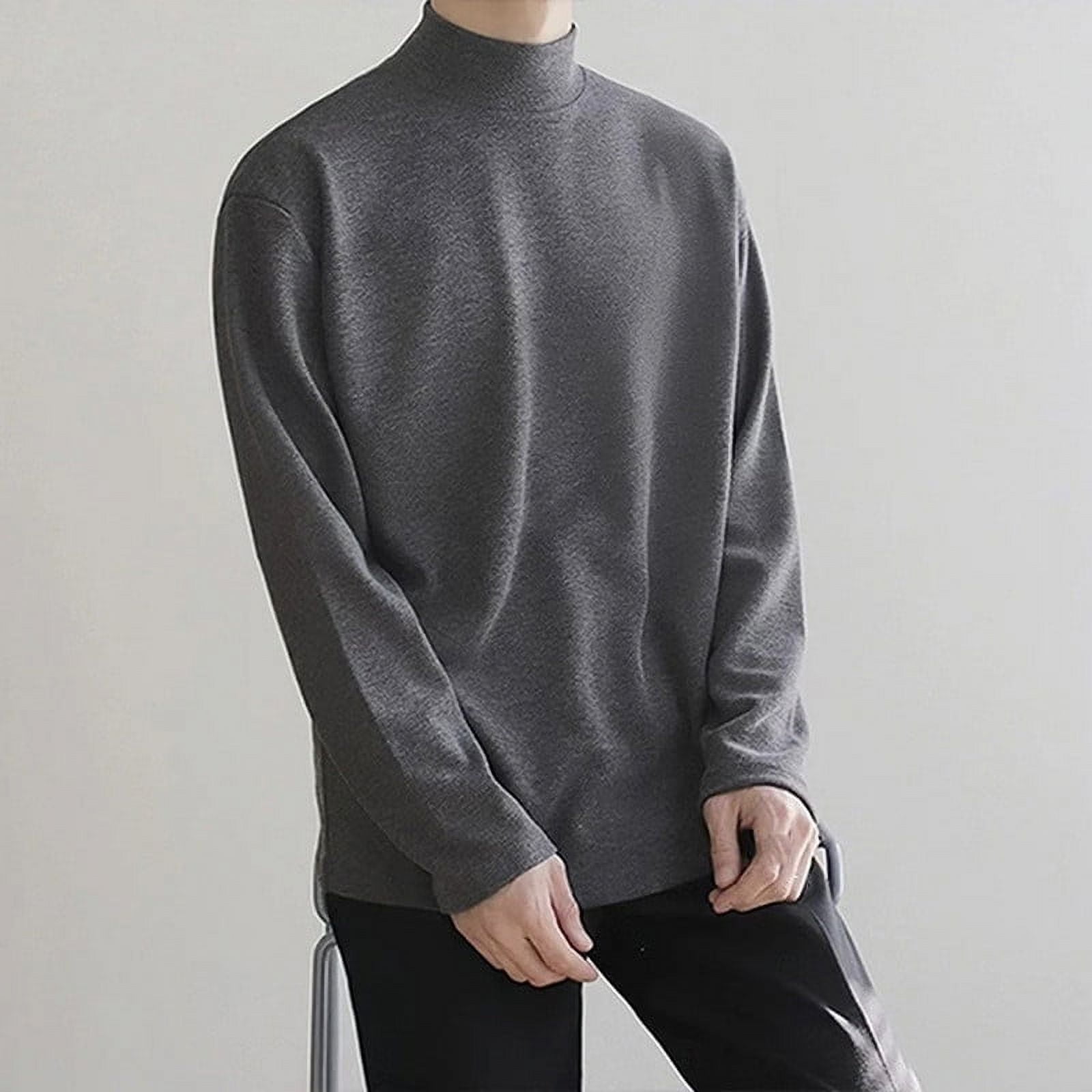 Black and Friday Deals Mens Mock Neck Sweater Slim Fit Half Turtleneck