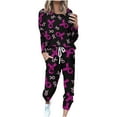 thumbnail image 1 of Black and Friday Deals,Trendy Two Piece Outfits for Women Sweatsuits Breast Cancer Awareness Series Clothes Long Sleeve Top Sweatpant Sets (4XL, Black 04), 1 of 5