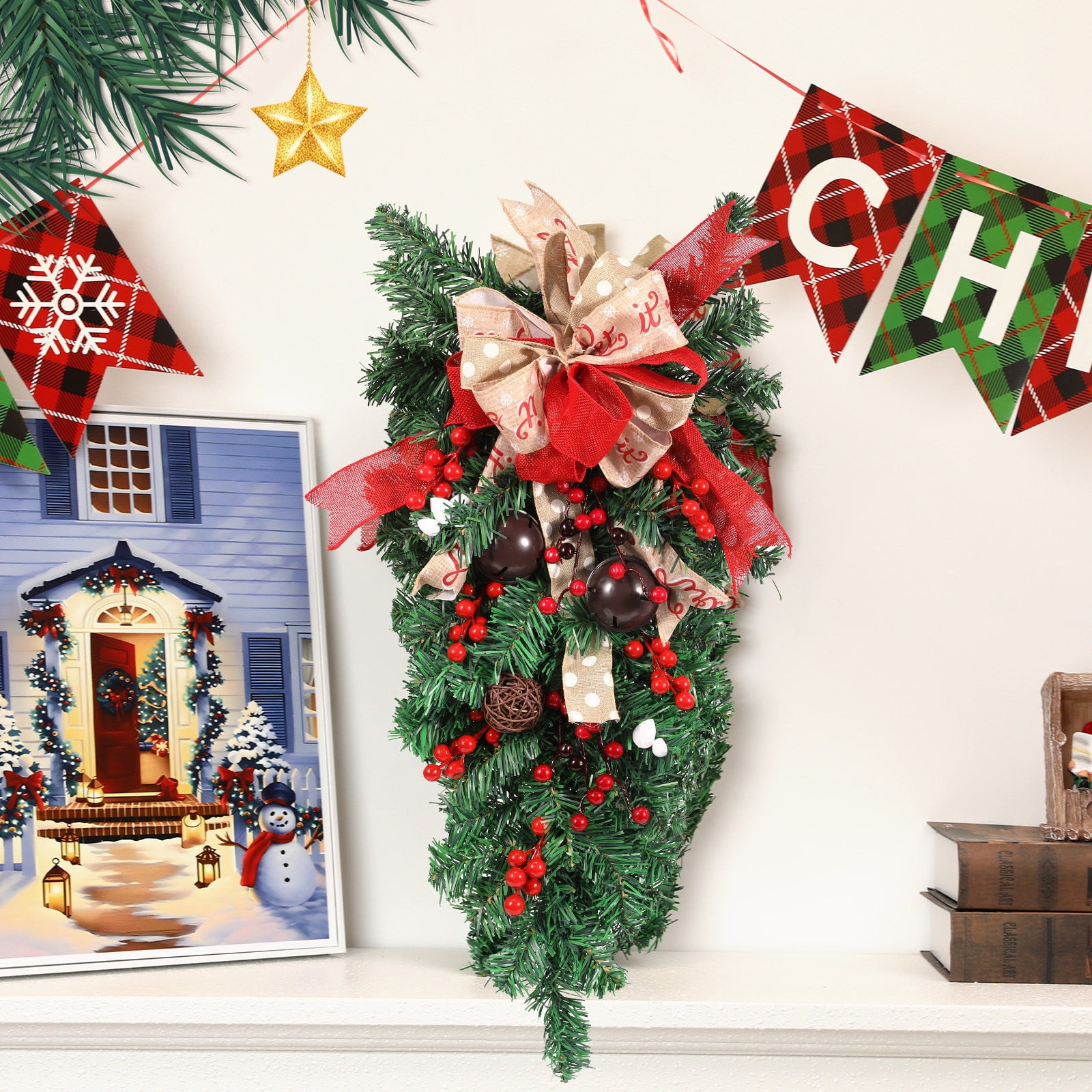 Black&Friday Deals Up to 60 off Kcavykas 2025 New Christmas Bell Wreath Decoration Hanging