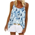 thumbnail image 1 of Usmixi Womens Tank Tops Casual Loose Pleated Swing Strap Vest Ladies Camisole Tshirts Summer Trendy Tie-Dye Print Round Neck Sleeveless Shirts Blouse Light Blue s, 1 of 5
