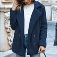 thumbnail image 1 of Black Friday Deals Women Winter Warm Jacket Solid Turncoat Down Collar Lambswool Outerwear, 1 of 9