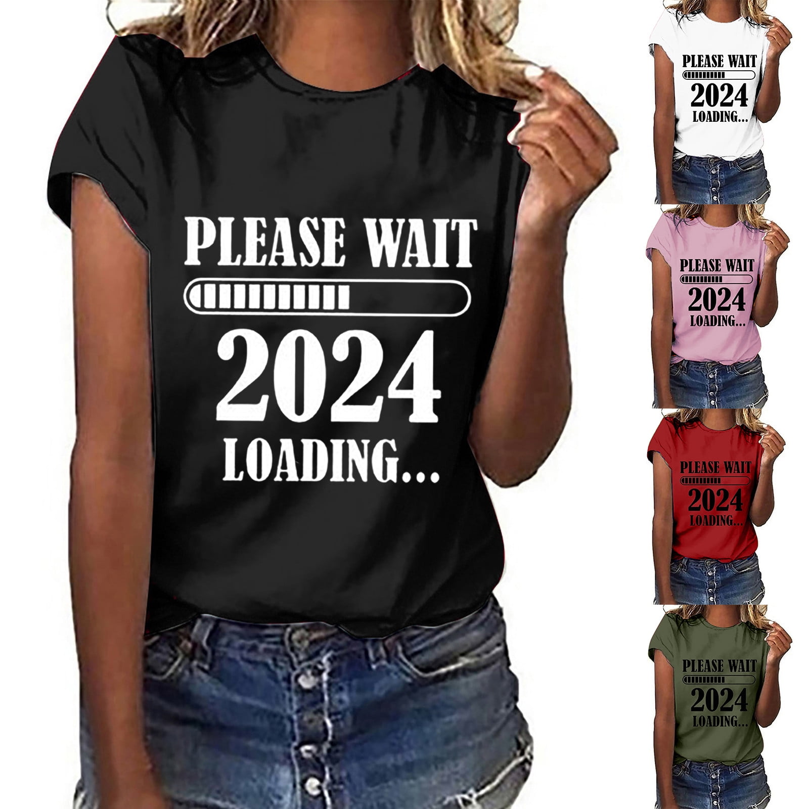 Black& Friday& Deals Women's Christmas TShirts Crew Neck Short Sleeve