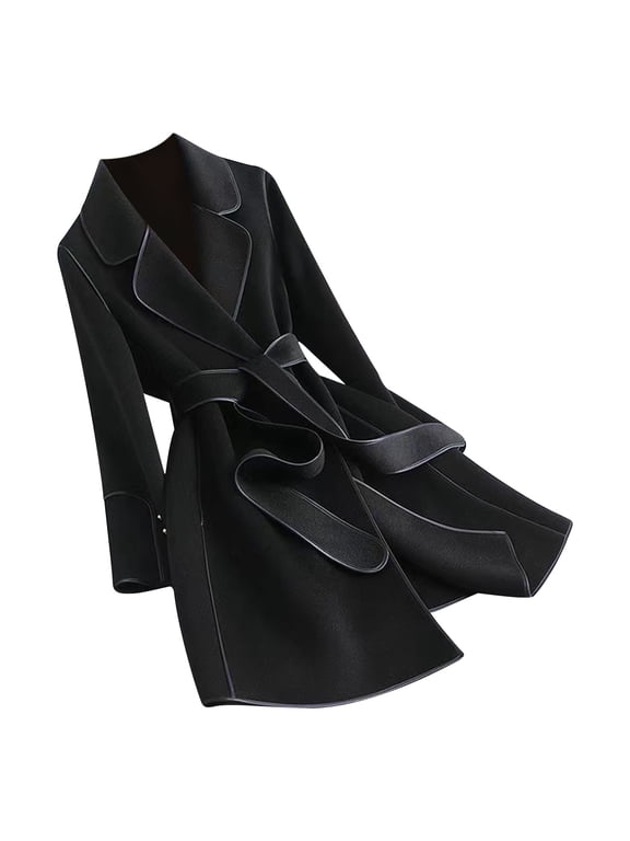 Women's Lightweight Jacket Trendy Lady Casual Jackets Notch Stand Collared Coat Winter Clothes Thicken Bust Length Coats Outdoor Solid Color Fleece Lined Black XL