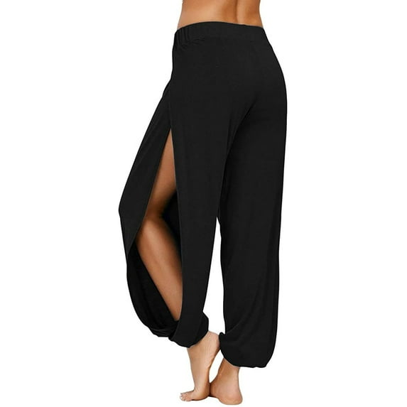 Women's Pants Under $5! Xqxayjr Women's Dressy Casual Yoga Harem Beach Pants Plus Size Pants for Women Side Slit Joggers Business Casual Lounge Pant Work Pants