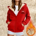 thumbnail image 1 of GaThRRgYP Plush Women's Winter Parka Coat,Women's Fashionable Printed Fleece Hooded Sweatshirt Jacket Red XL, 1 of 8