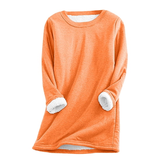 LEAVINGSUO Blouse for Women Long Sleeve Tops Women's Large Loose Raglan Top Thickened and Velvet Lamb Wool Warm Underlay