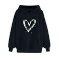 thumbnail image 1 of LEAVINGSUO Hooded Sweaters for Women,Women's Comfortable Sweater Heart Pattern Printed Women's Hooded Pocket Drawstring Sweater, 1 of 4