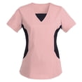thumbnail image 1 of LEAVINGSUO Womens Tops Plus Size Summer Tops Women Short Sleeve V-neck Tops Work Uniform Patchwork Color Pocket Blouse, 1 of 3