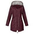 thumbnail image 1 of LEAVINGSUO Womens Tops Winter Coats for Women Womens Plus Size Clearance $5 Women Solid Rain Jacket Outdoor Hooded Raincoat Windproof Top, 1 of 3