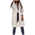 thumbnail image 1 of LEAVINGSUO Winter Coats for Women 2023 Trendy Women Warm Hooded Long Sleeve Zipper Jacket Sleeveless Parkas Coats Tops Wth Pocket, 1 of 6
