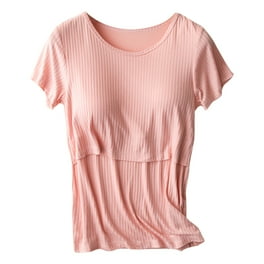 Dezsed Plus Size Women s Maternity Nursing Tops Clearance Solid Color Round Neck Breastfeeding Shirts Soft Double Layer Short Sleeve Casual Mama Pregnancy Blouses Walmart