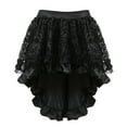thumbnail image 1 of Black and Friday Deals,Womens Retro Gothic Ruffle Skirts Short/Mid-Length Dance Skirts Floral Satin Lace High Waist Teens Party Outfits (5XL, Black-short), 1 of 4
