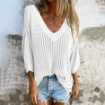 thumbnail image 1 of Xqxayjr Fall Clothes For Women Get it today Womens Long Sleeve Tops Long Sleeve Loose Fit Womens Tops Casual V-Neck Solid Color ​Loose Fit ​Hollowed Out ​​Office ​Blouse ​Oversized ​Turtle, 1 of 8