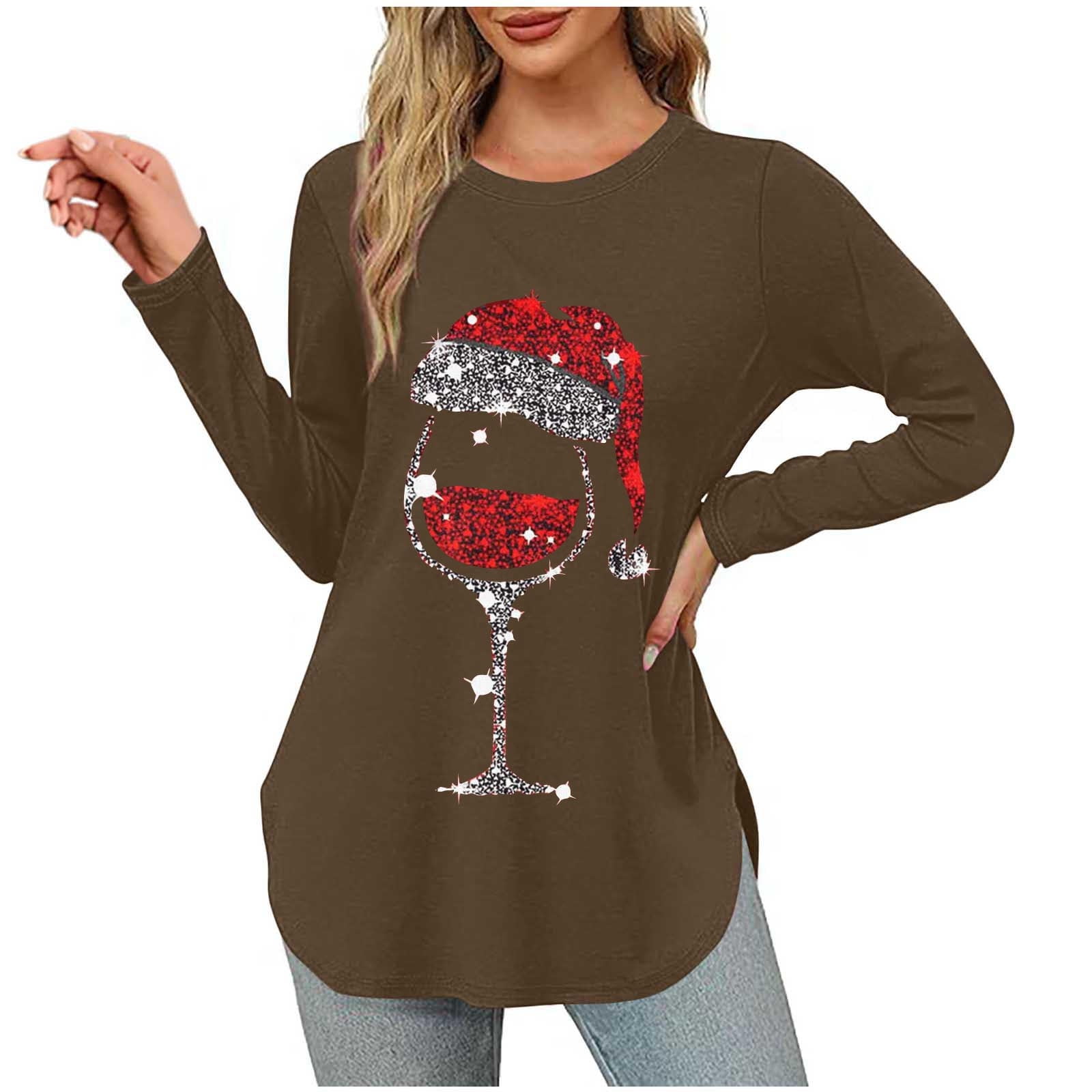 Ugly Christmas Sweaters For Women - Wine Glass Champagne Party Mens Sweater Xmas Holiday Crew Neck Shirt59 Wine10 - UK - View #13