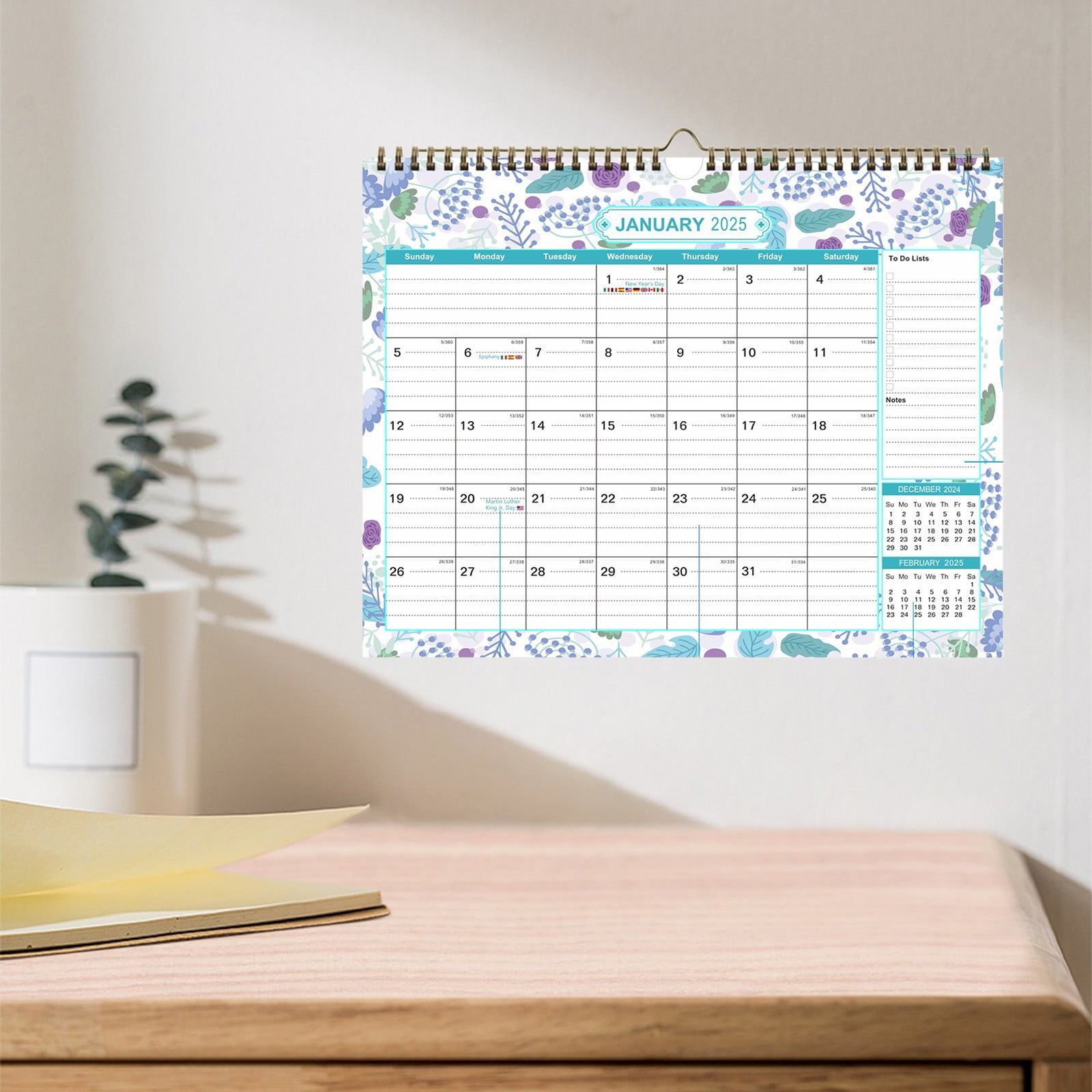 Cyber_Monday cuyhtdup 2025 Calendar English Wall Calendar Notepad Memo