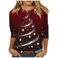 thumbnail image 1 of gakvbuo Ugly Christmas Sweatshirt For Women Funny Christmas Graphic Tee 3/4 Sleeve Work Business Blouse Tunic Tops Crewneck Sports TShirts Pullover Sweatshirt Petite Tops For Women Gifts for Christmas, 1 of 1