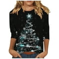 thumbnail image 1 of gakvbuo Ugly Christmas Sweatshirt For Women Funny Christmas Graphic Tee 3/4 Sleeve Work Business Blouse Tunic Tops Crewneck Sports TShirts Pullover Sweatshirt Petite Tops For Women Gifts for Christmas, 1 of 1
