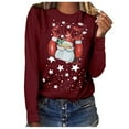 thumbnail image 1 of Black-Friday Deals pimelu Christmas Shirts Clearance Christmas Tops for Women Loose Fashion Star Santa Claus Graphics Pullover Blouses Ladies Lightweight Round Neck Long Sleeve Tshirt, 1 of 4