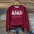 thumbnail image 1 of Black and Friday Deals pimelu Christmas Sweater Clearance Merry Christmas Womens Sweatshirt Trendy Pink Christmas Tree Graphics Print Shirts Xmas Girls Plus Size Long Sleeve Crewneck Pullover Top, 1 of 4