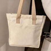 Lignoak College Students Class Canvas Bag Women'S 2025 Casual All-Match Shoulder Bag Large Capacity Work Commuters Tote Bag White Free Size