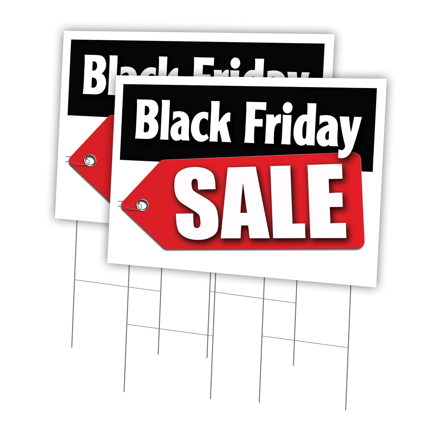 Black Friday Sale 2 Pack Of 24" x 36" Yard Sign & Stake | Advertise Your Business | Stake Included Image On Both Sides | Made in The USA
