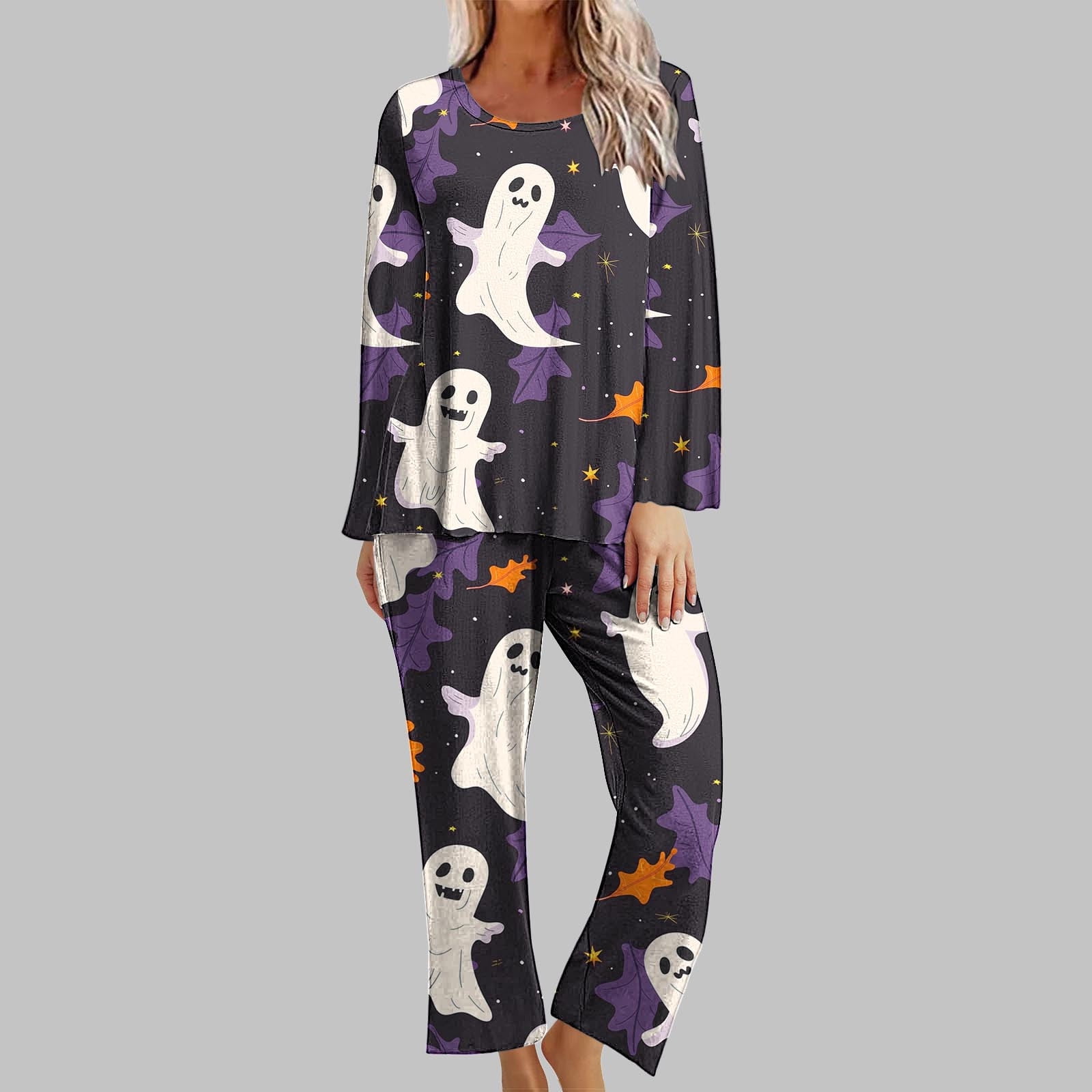 Black and Friday Sale 2024！ Halloween Pajamas for Women Large,Women's