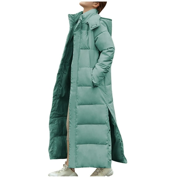 Black*Friday Sale ChaoHeng Puffer Coats for Women with Hood Women's Solid Color Casual Long Sleeve Puffer Jacket,Everyday Quilted Coat for Layering