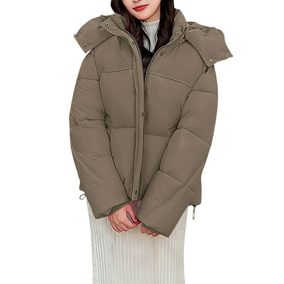 Black*Friday Sale ChaoHeng Winter Puffer Coats for Women Clearance Women's Winter New Plus Size Oversized Thickened Marshmallow Coat,Long Sleeve Puffer Jacket for Cold Weather