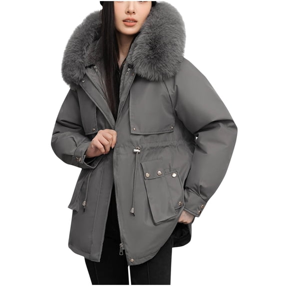 Black*Friday Sale ChaoHeng Women Puffer Coats Plus Size on Sale Women's Long Sleeve Padded Loose Fit Hooded Winter Puffer Jacket,Short Length