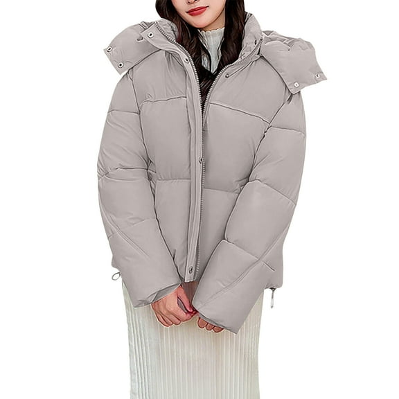 Black*Friday Sale ChaoHeng Women's Winter Puffer Jackets Women's Winter New Plus Size Oversized Thickened Marshmallow Coat,Long Sleeve Puffer Jacket for Cold Weather