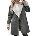 thumbnail image 1 of Black*Friday Sale Chaoheng Girls' Outerwear Jackets & Coats Women's Vintage Solid Suede Shearling Coat,Plush Lined Button Front Jacket with Notch Lapel, 1 of 5
