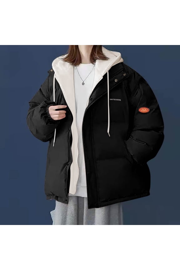 Black*Friday Sale Chaoheng Winter Coats for Women Women's New Loose Fit Down Alternative Puffer Coat,Oversized Thickened Fashion Jacket