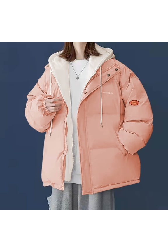 Black*Friday Sale Chaoheng Winter Jackets for Women Women's New Loose Fit Down Alternative Puffer Coat,Oversized Thickened Fashion Jacket