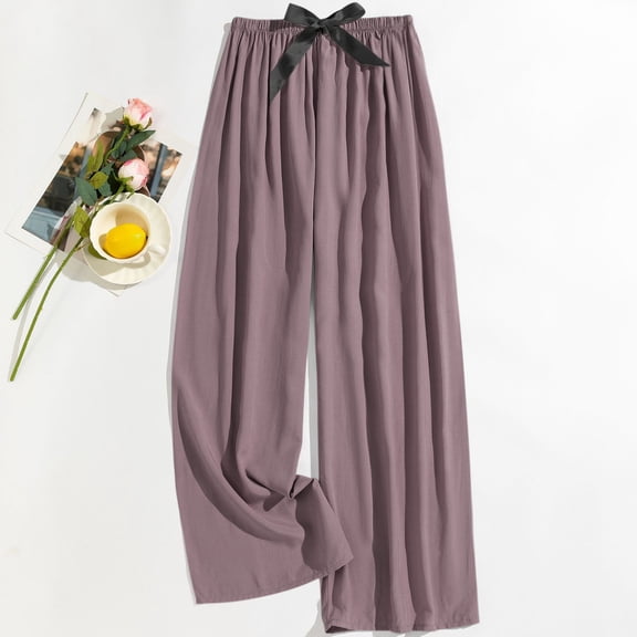 Black**Friday Sale Chaoheng Winter Pants for Women Women's Cotton Blend Wide Leg Pants,Soft Breathable Elastic Waist Lounge Trousers