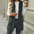 thumbnail image 1 of Black*Friday Sale Chaoheng Womens Vests Outerwear with Hood Women's Solid Color Notch Lapel Sleeveless Vest,Fashion Plush Gilet for Casual Wear, 1 of 8